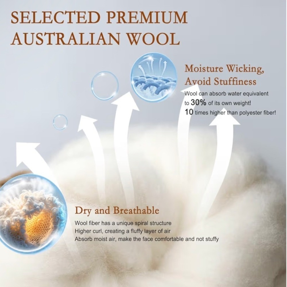 YOUR MOON Organic Standard Size Australian Wool Pillow - Picture 7 of 8